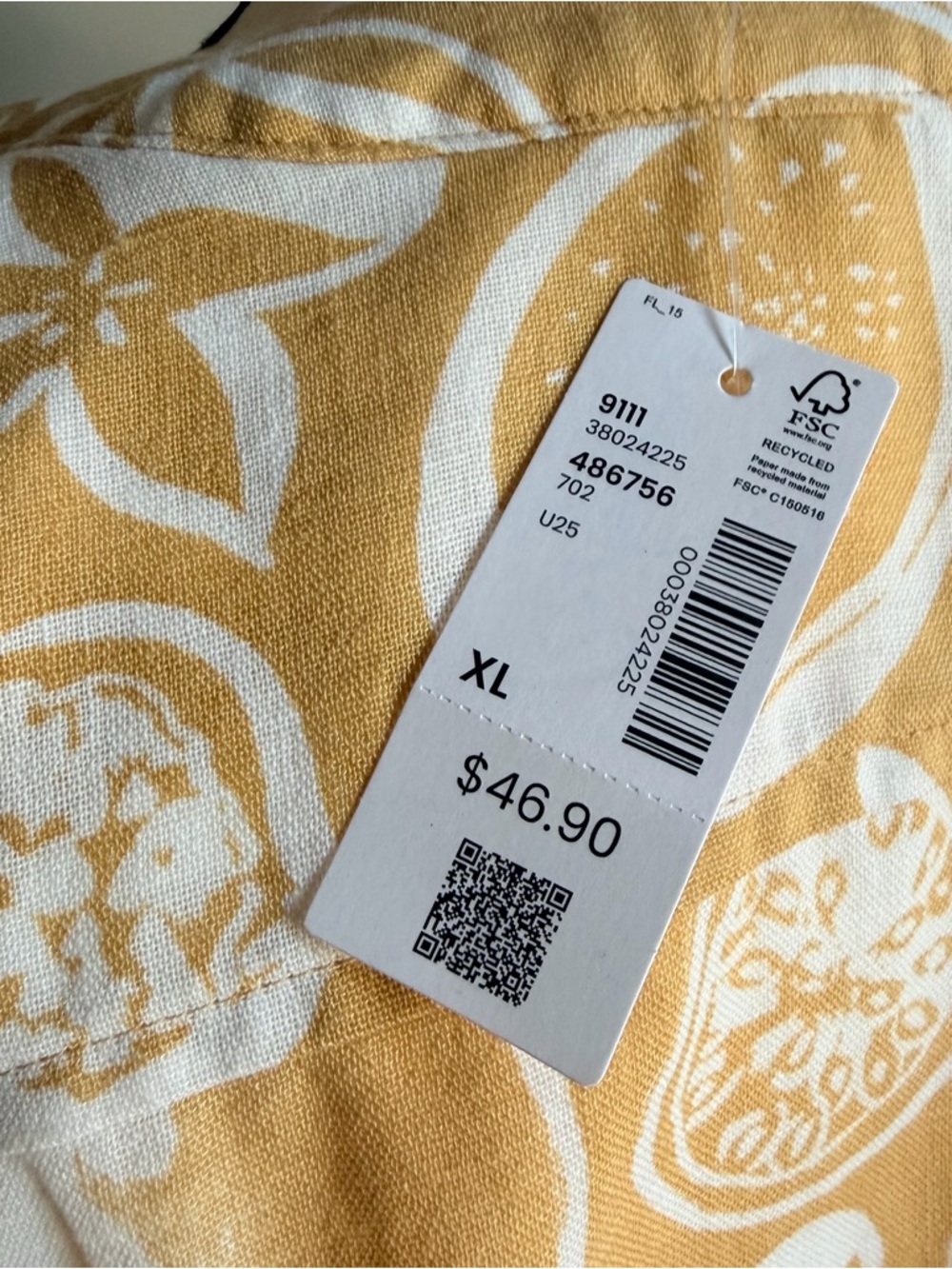 Reitmans Mustard Yellow & White Printed Button Front Top - Picture 8 of 12